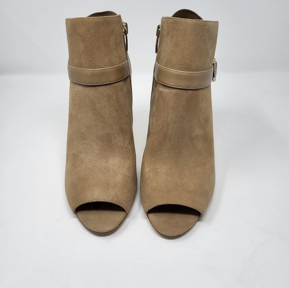 Marc Fisher QM Shimmee Leather Suede High Heel Open Toe Boots Booties Zip 9.5 M - Picture 2 of 11